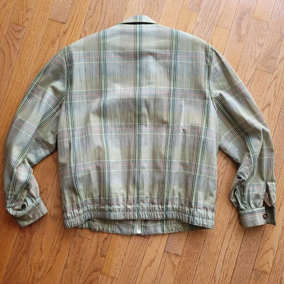 Conrad C Collection Plaid Bomber Jacket Collar SZ 12 Preppy Tennis Prep - Picture 10 of 16